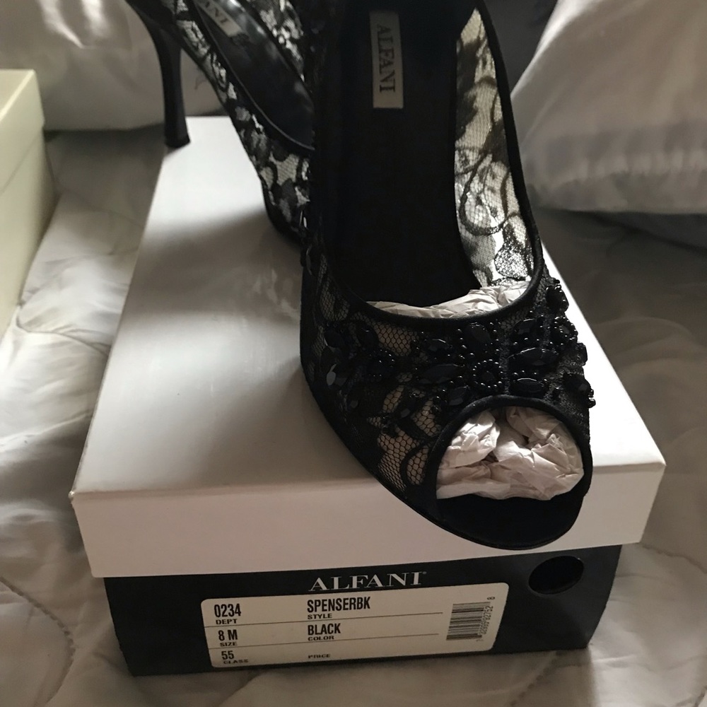 Alfani black lace heal with peep toe
